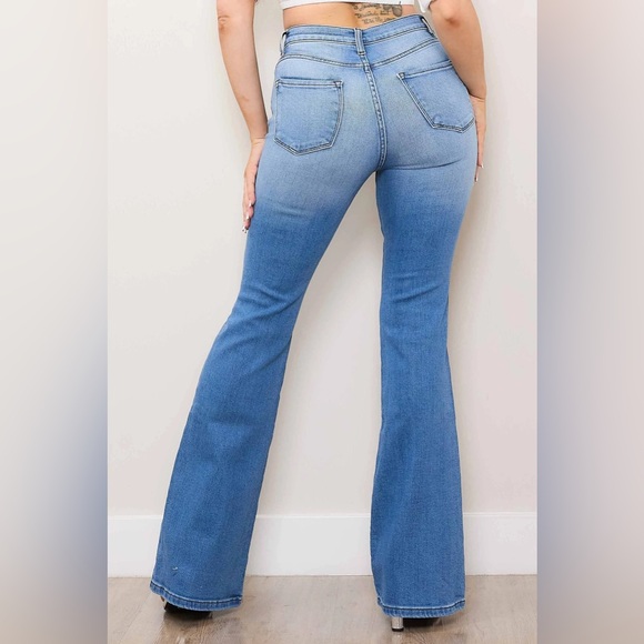 🆕Vibrant M.I.U Ripped Flare Jeans High Waist Stretch Denim Size 9 (w28) - Picture 4 of 7